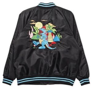DabsMyla x Late Lunch Size Medium - Embroidered Bomber Jacket Black Blue